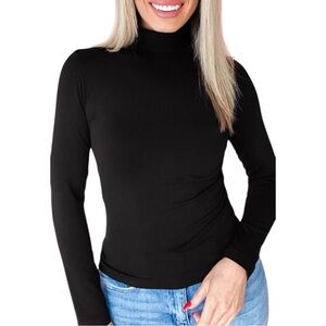 4020. Classic Black Women's Turtleneck Top